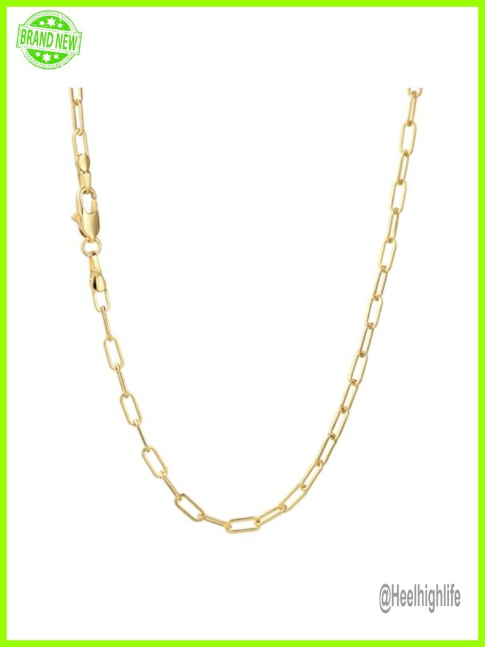 14K Gold Filled Paperclip Chain Necklace 2.5mm Lobster Clasp Unisex